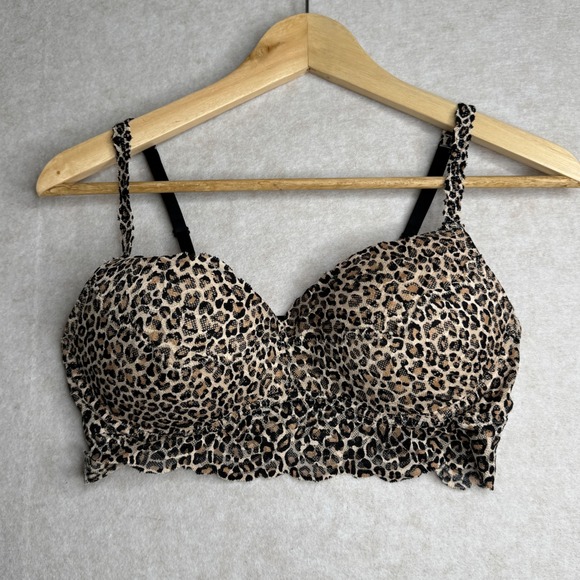 PINK Victoria's Secret Lace Bralette Leopard Lightly Lined Underwire Size Medium - Picture 1 of 6